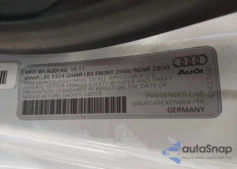 2012 Audi A7 Premium from USA, damaged, VIN WAUYGAFCXCN066744